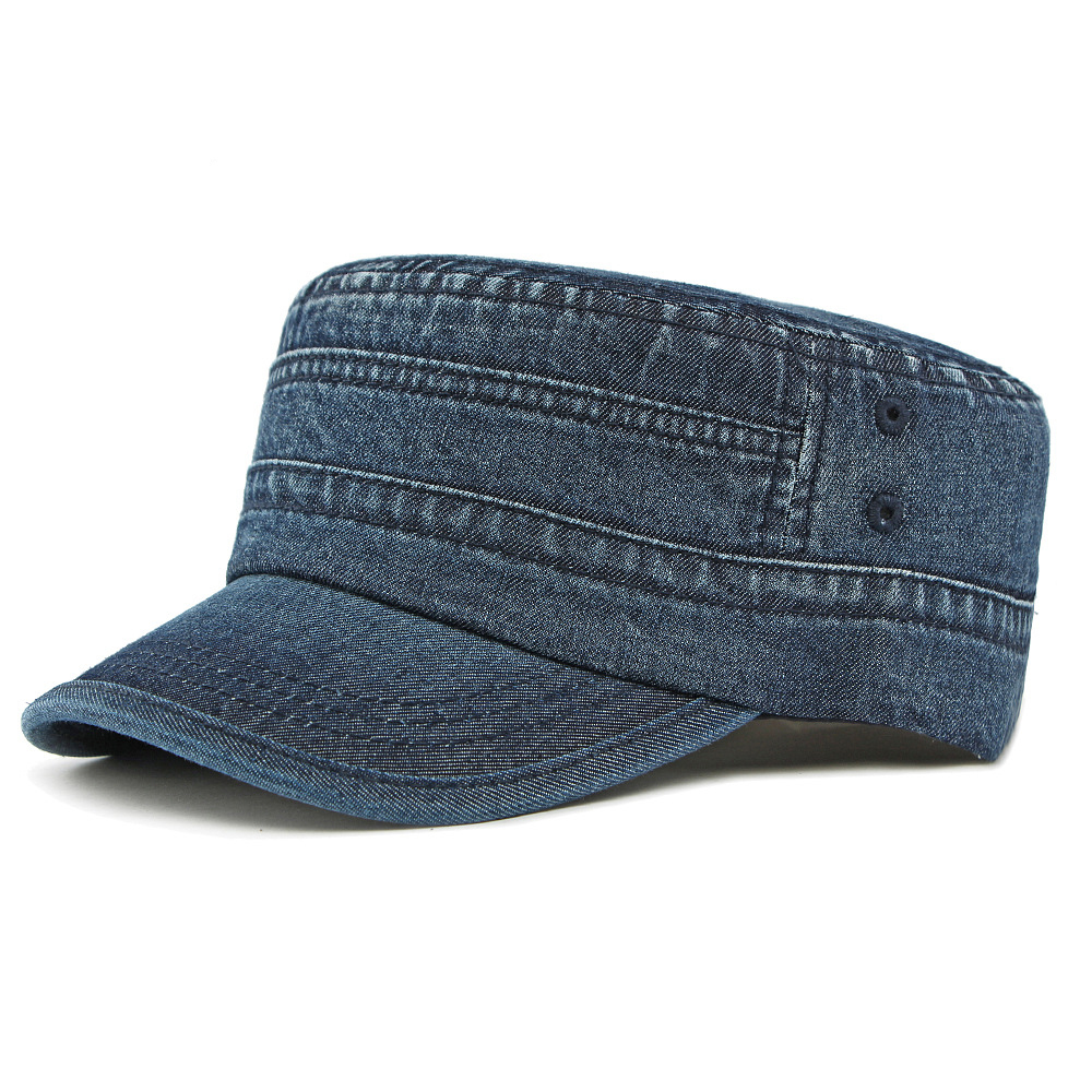 Denim flat top baseball cap