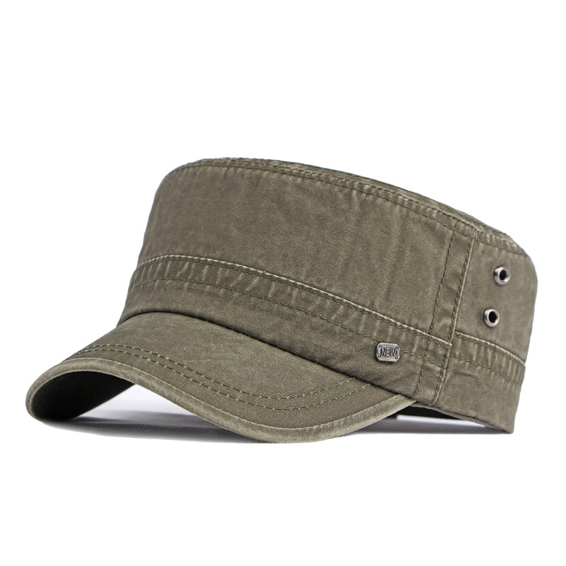 Washed cotton flat top baseball cap