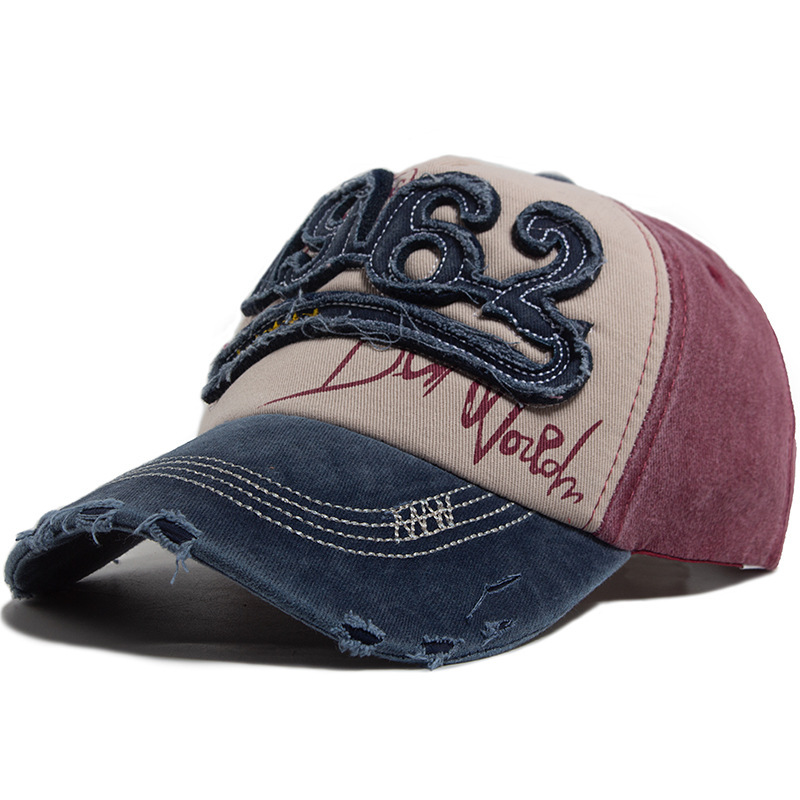 Washed distressed retro baseball cap