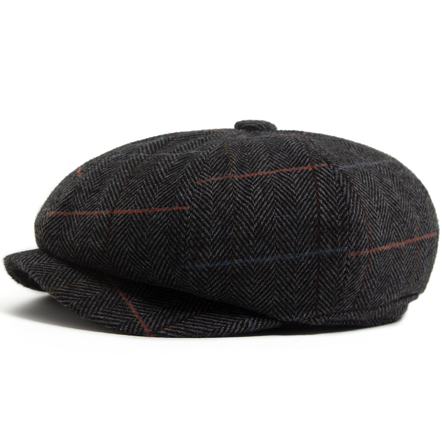 Octagonal wool newsboy cap
