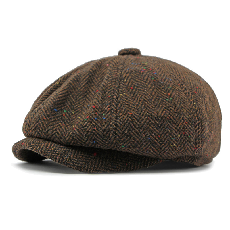 British wool octagonal newsboy cap