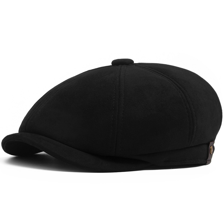 Suede octagonal newsboy cap