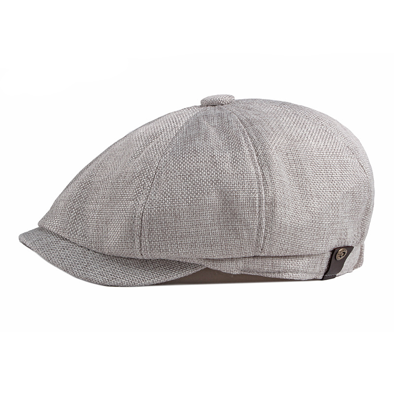 Cotton and linen octagonal newsboy cap