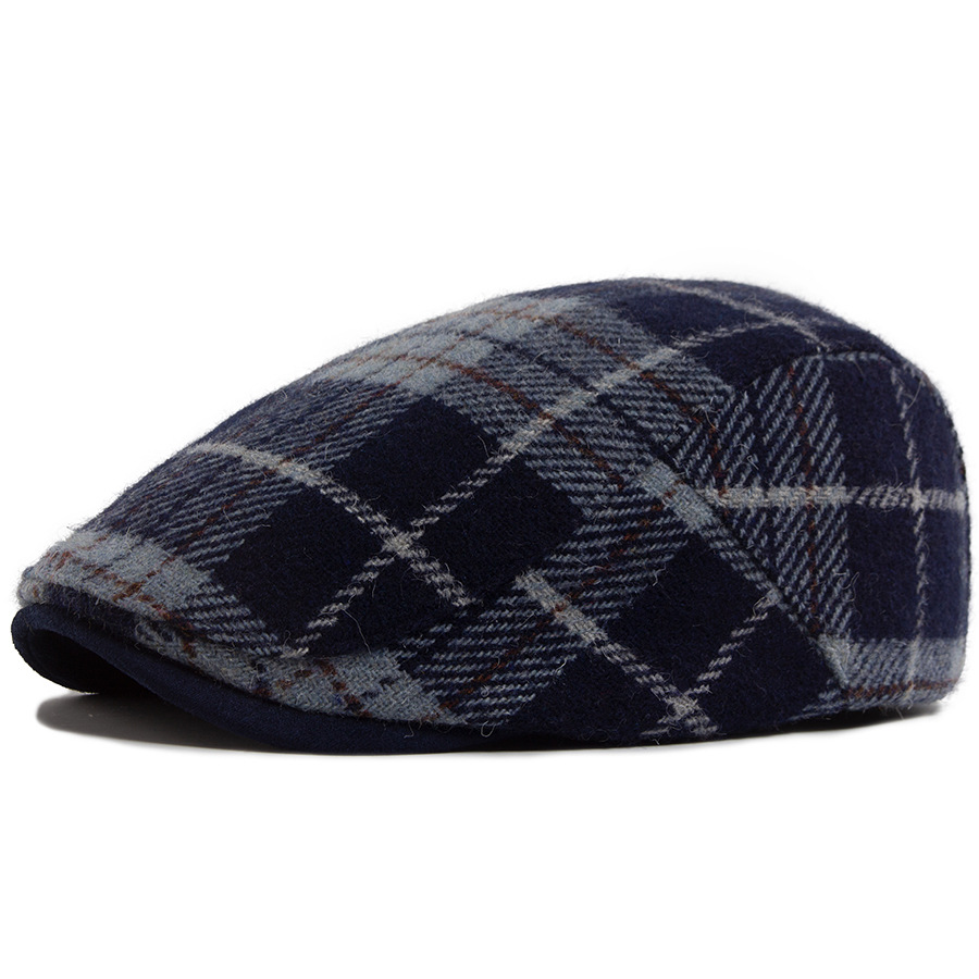ZEB | Autumn and winter wool plaid flat cap