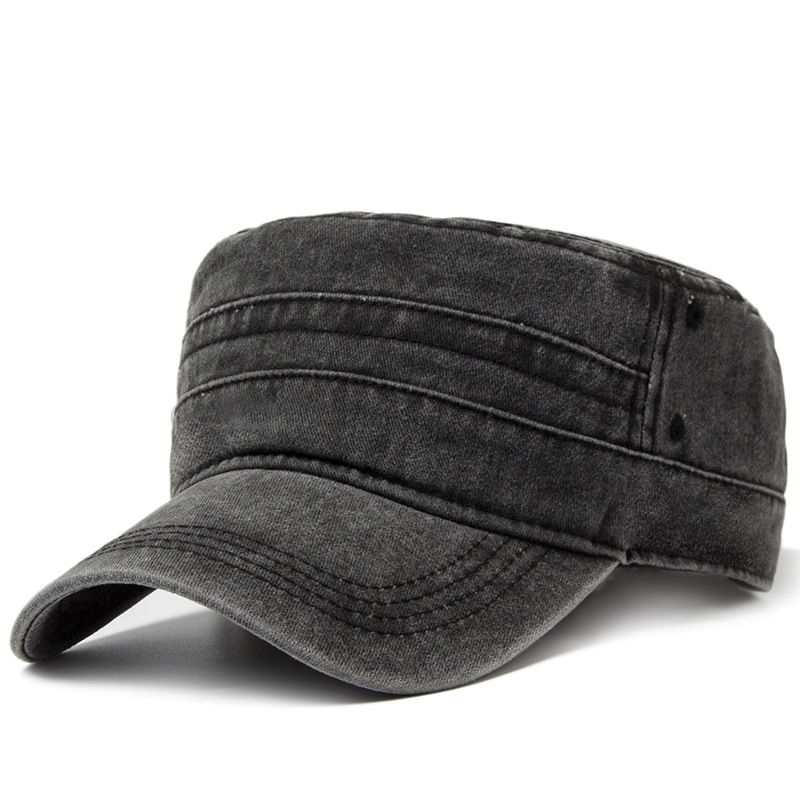 Retro solid color flat top baseball cap