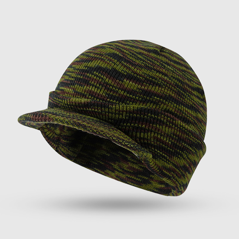 Warm Short-brimmed Earflap Knitted Hat