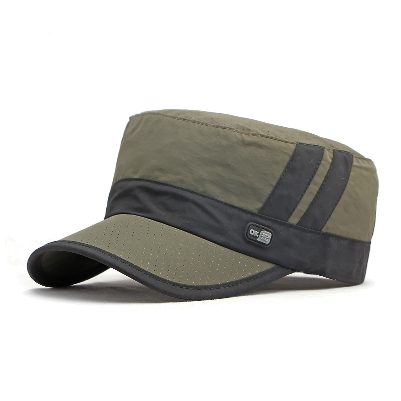 Color-blocked flat top baseball cap