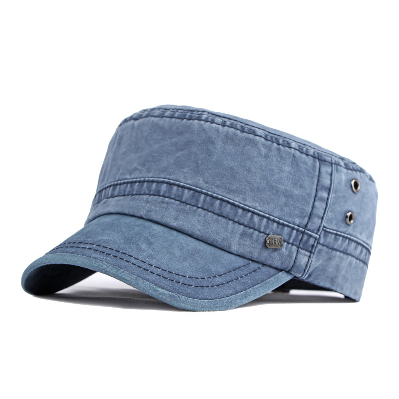 Washed cotton flat top baseball cap