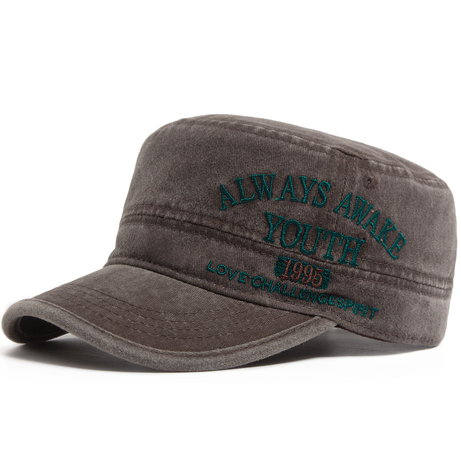 Embroidered print flat top baseball cap
