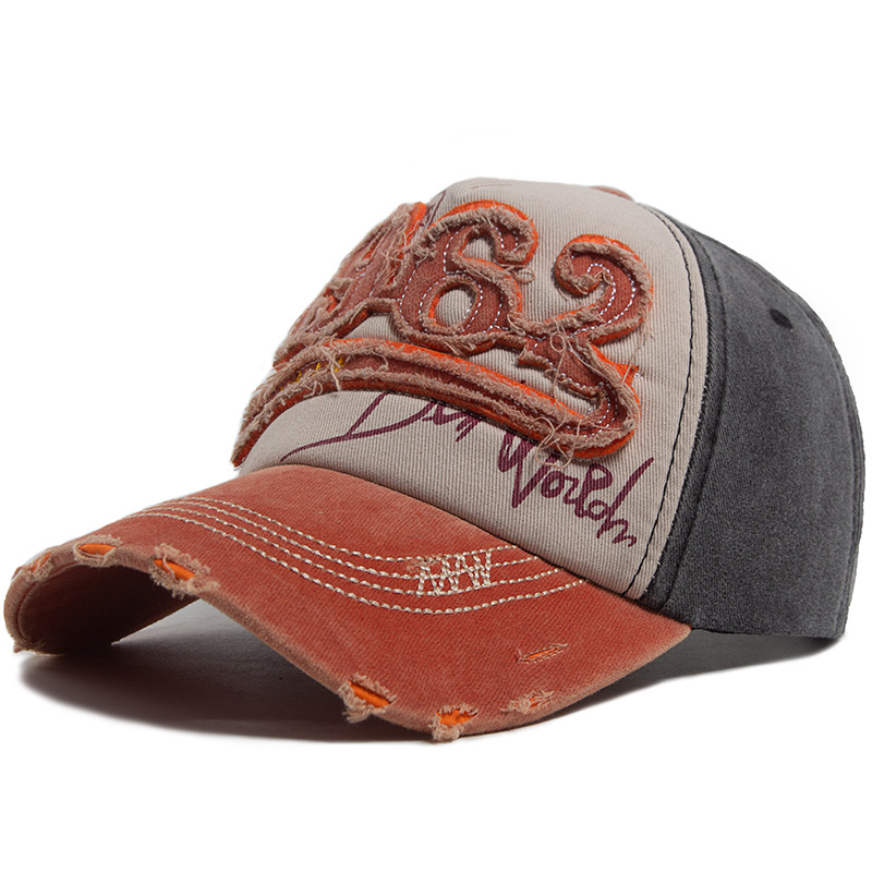 Washed distressed retro baseball cap