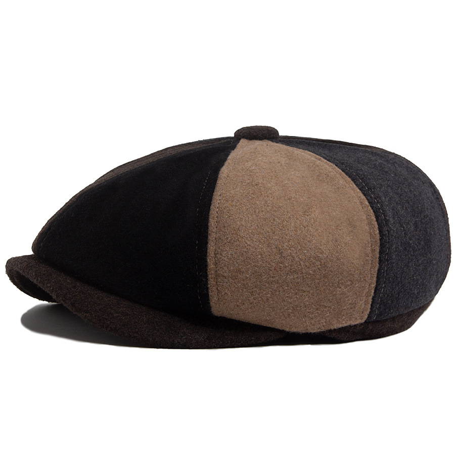 Felt octagonal newsboy cap