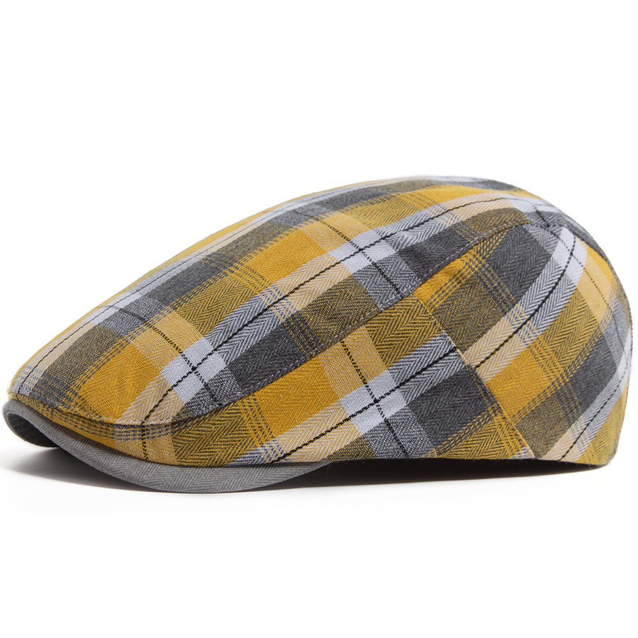 LIA | Cotton plaid patchwork flat cop hat