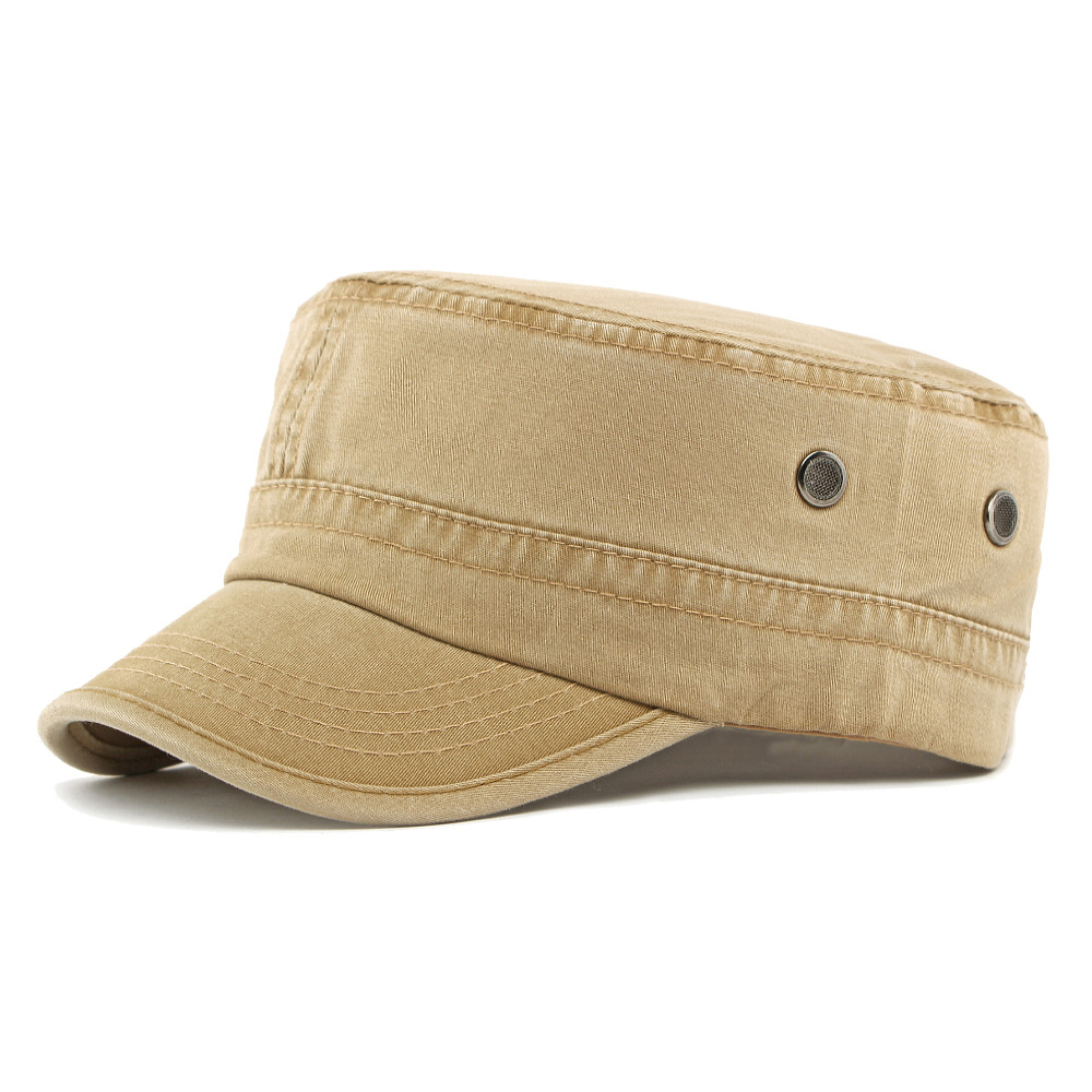 Solid color washed flat top baseball cap