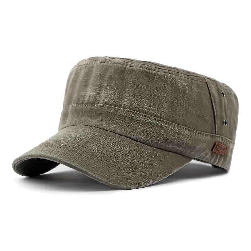 Washed denim flat top baseball cap