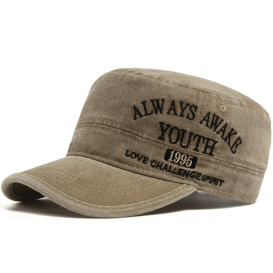 Embroidered print flat top baseball cap