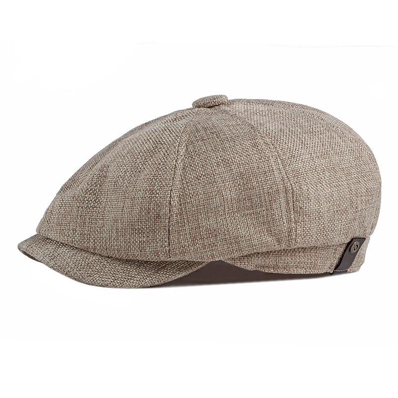 Cotton and linen octagonal newsboy cap