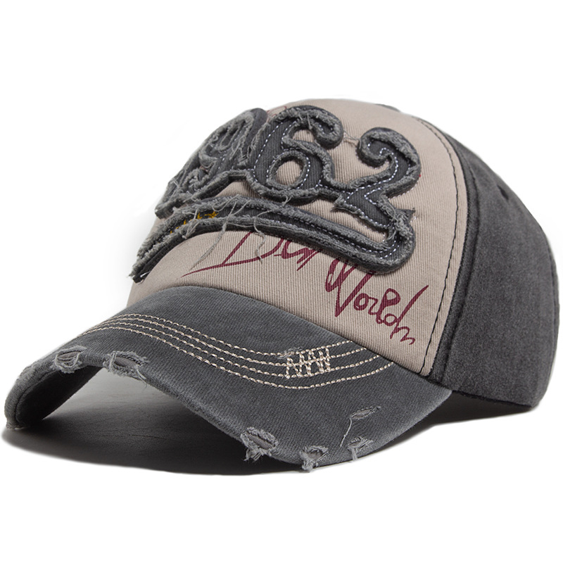 Washed distressed retro baseball cap