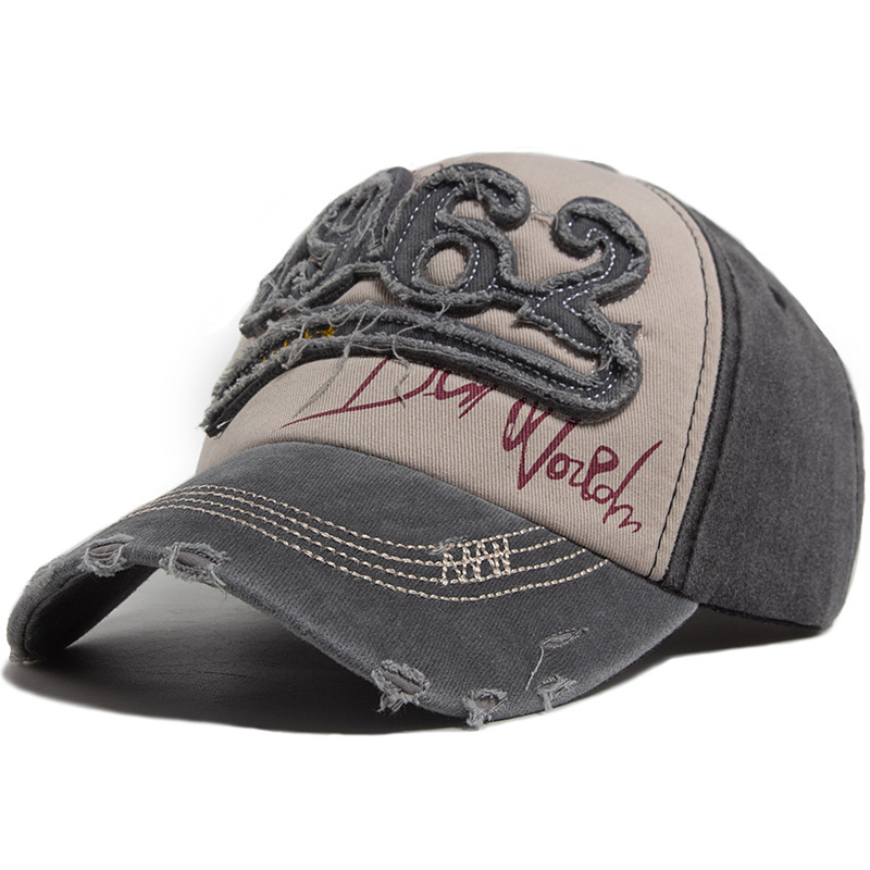 Washed distressed retro baseball cap