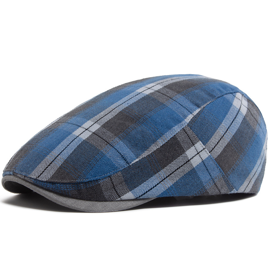 LIA | Cotton plaid patchwork flat cop hat