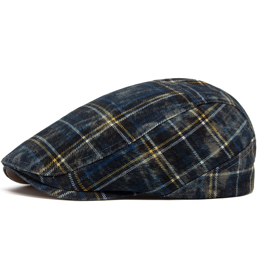 COLBY | Washed Plaid Flat Cap