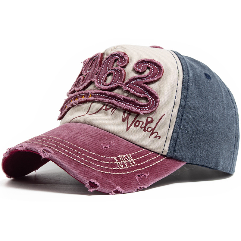 Washed distressed retro baseball cap