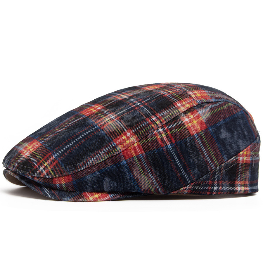 COLBY | Washed Plaid Flat Cap