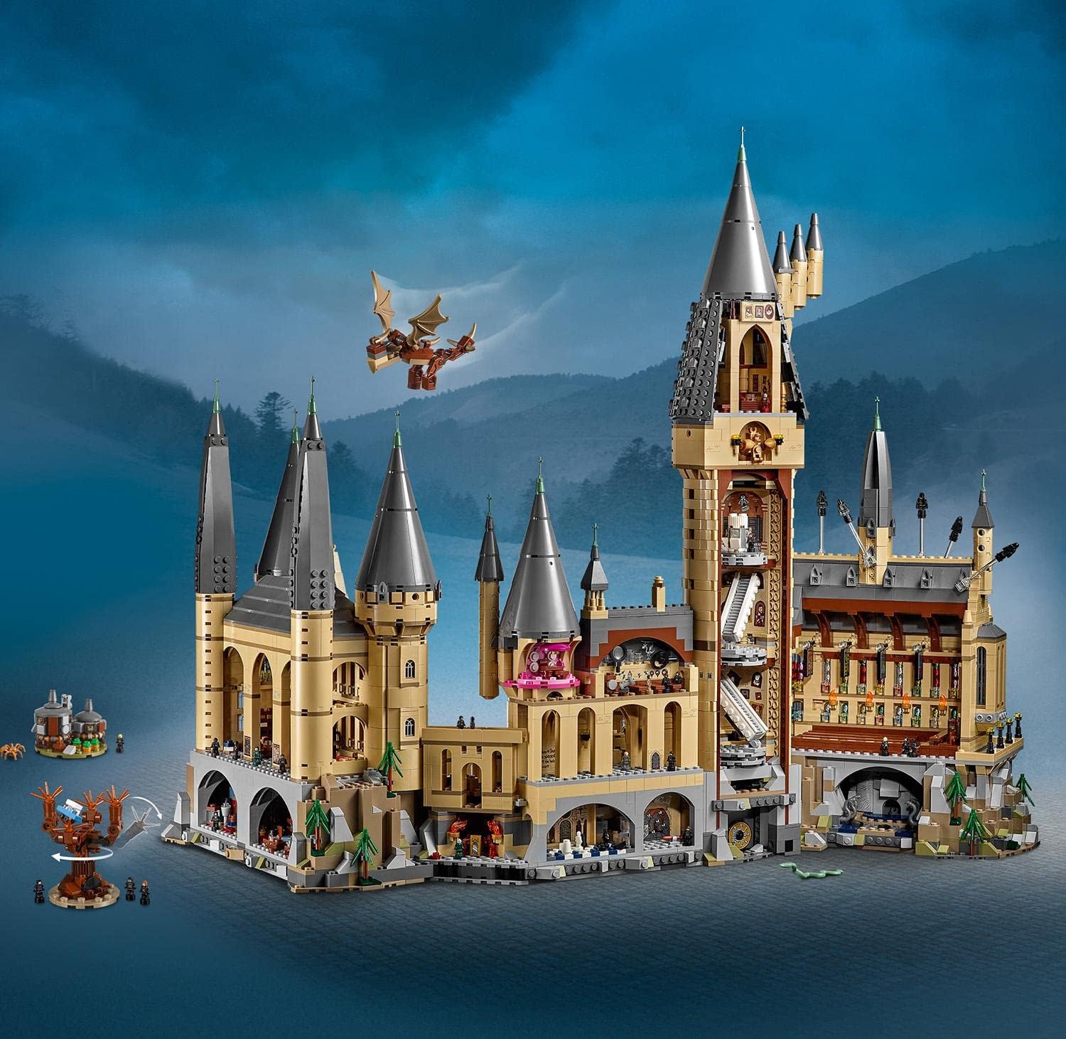 LEGO 71043 Harry Potter Le château de Poudlard, Jouet, avec Saule Cogneur, la Chambre des Secrets, et Cabane de Hagrid, Inclut 27 Figurines, Dès 16 Ans