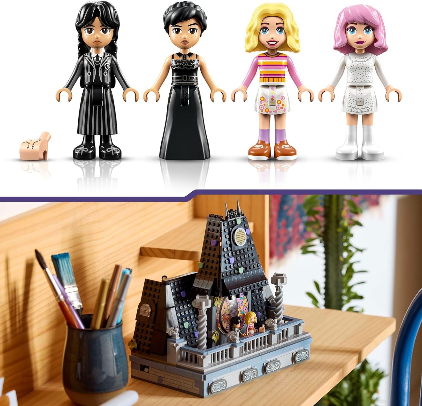 LEGO Wednesday The Room of Wednesday and Enid - Nevermore Collector's Gift Personalised - 4 Mini Dolls - Rich in Mystery and Adventure Set for Kids 10 Years and Up 76781