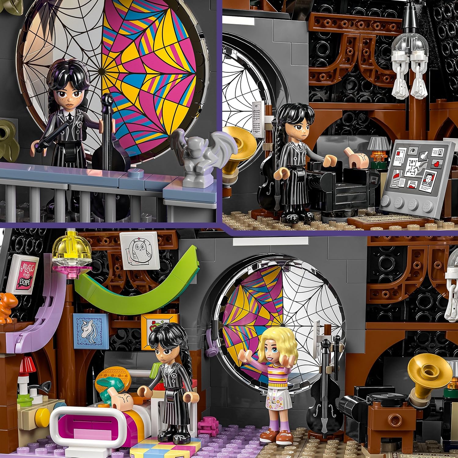 LEGO Wednesday The Room of Wednesday and Enid - Nevermore Collector's Gift Personalised - 4 Mini Dolls - Rich in Mystery and Adventure Set for Kids 10 Years and Up 76781