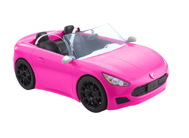 Barbie, cabrio veicolo decapottabile rosa a due posti con ruote funzio
