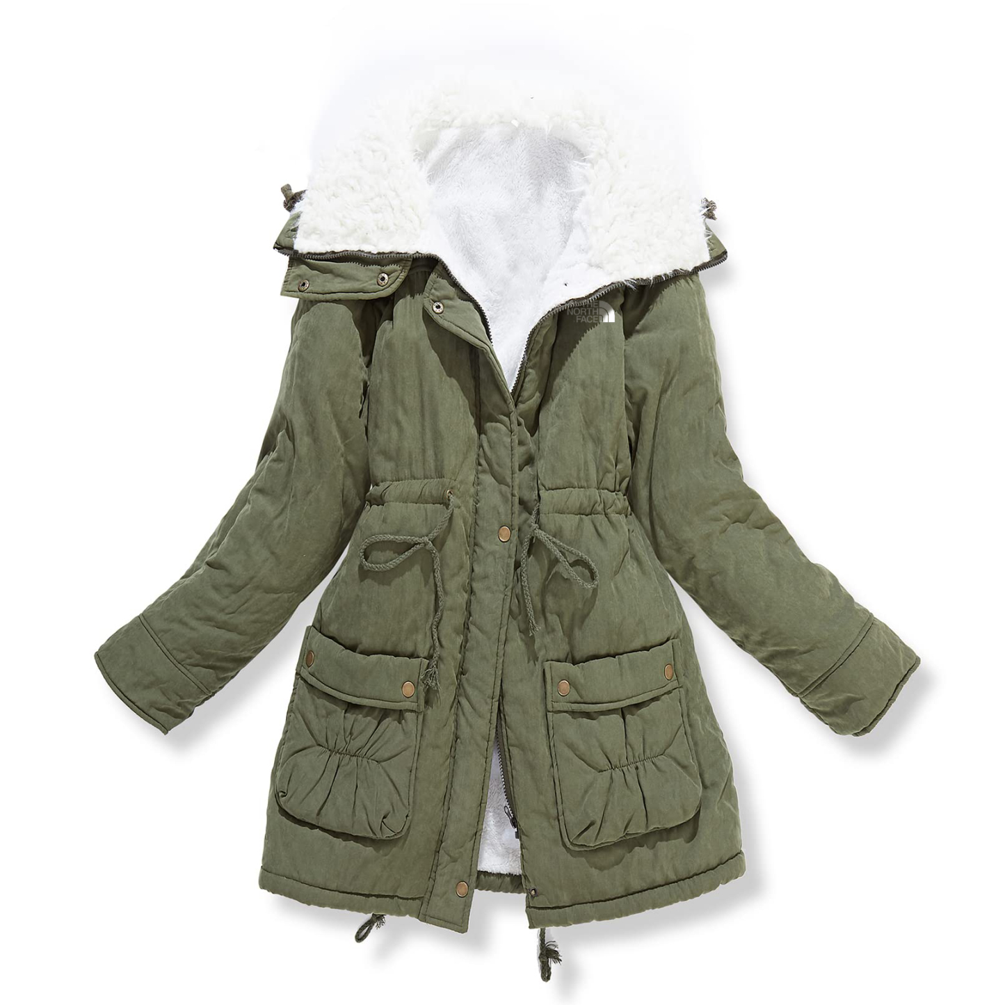 Manteau d'hiver mi-long épais et chaud doublé en fausse laine d'agneau