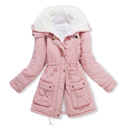 Manteau d'hiver mi-long épais et chaud doublé en fausse laine d'agneau pour femme