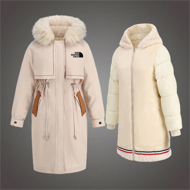 Cotton jacket winter mid-length fur collar velvet two-piece set