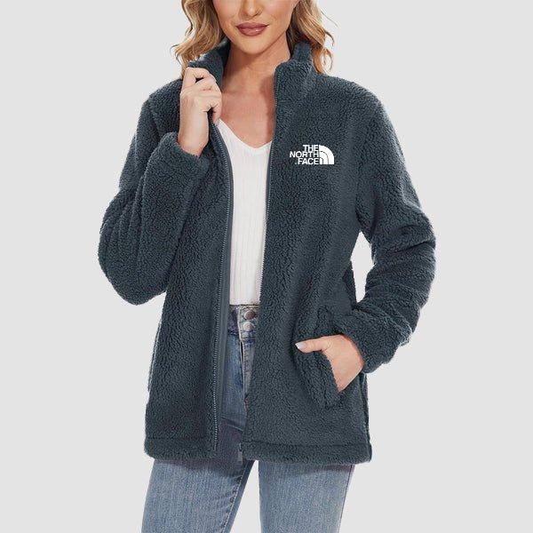 TNF®-Women's Fuzzy Sherpa Jacket - Full-Zip Warm Fleece Teddy Coat with Zipper Pockets