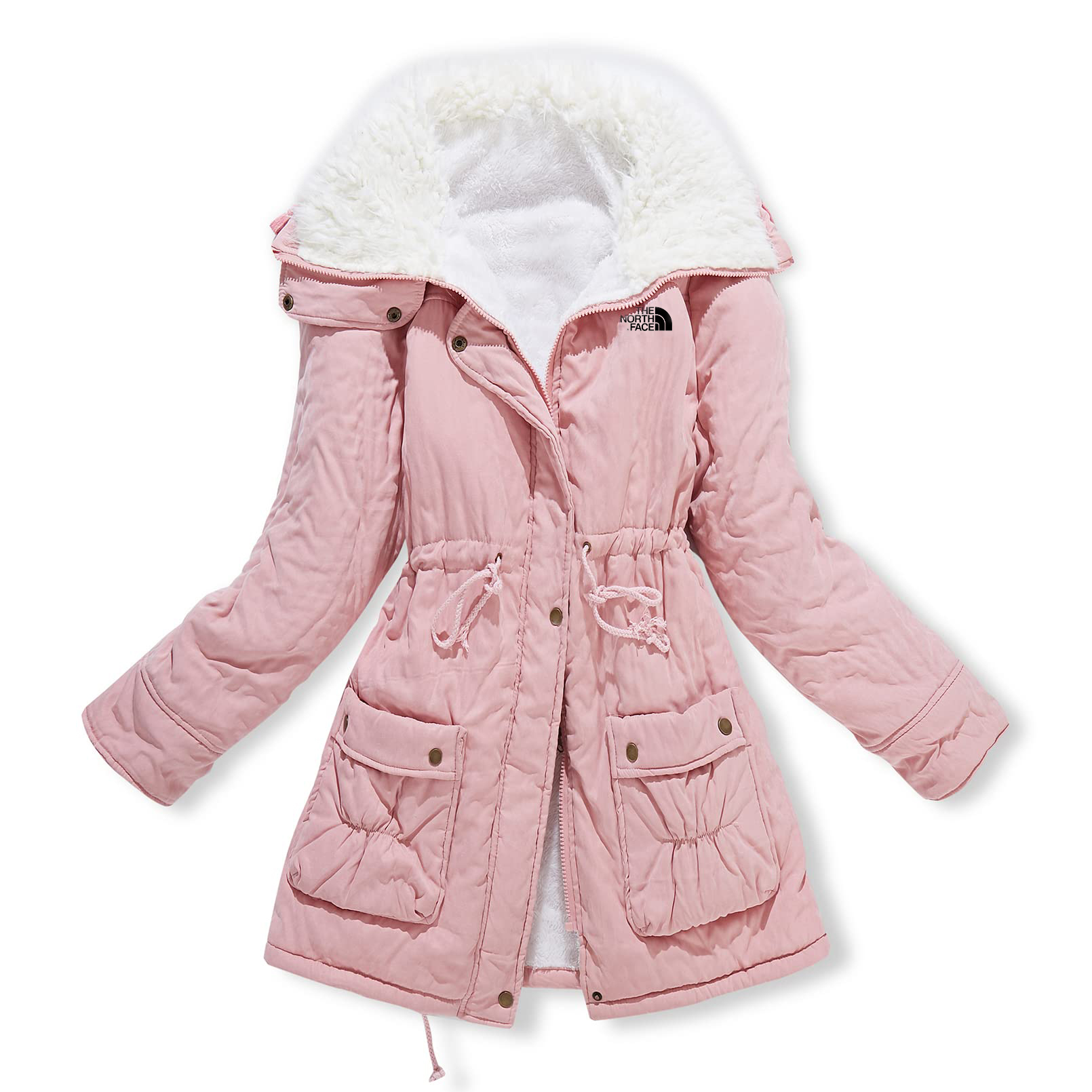 Manteau d'hiver mi-long épais et chaud doublé en fausse laine d'agneau pour femme