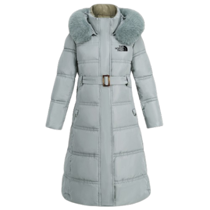Manteau d'hiver long et ajusté pour femme, avec capuche en fourrure artificielle