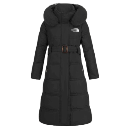 Manteau d'hiver long et ajusté pour femme, avec capuche en fourrure artificielle