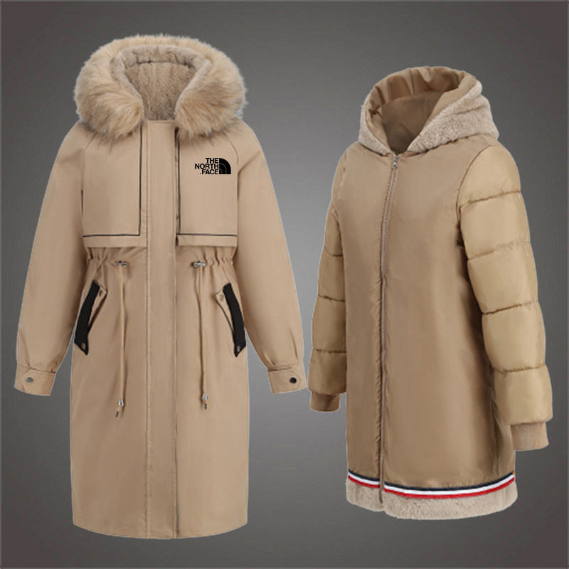 Cotton jacket winter mid-length fur collar velvet two-piece set