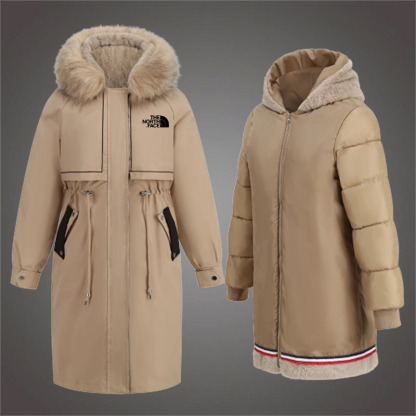 Cotton jacket winter mid-length fur collar velvet two-piece set