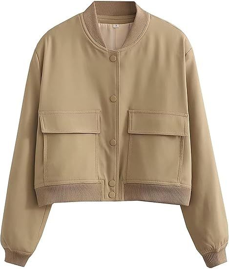 Women's cropped casual bomber jacket