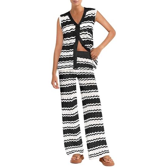 Women's summer knitted two-piece coverall suit