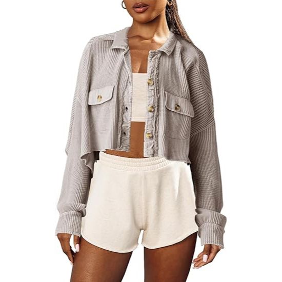 Women's Cropped Waffle Jacket