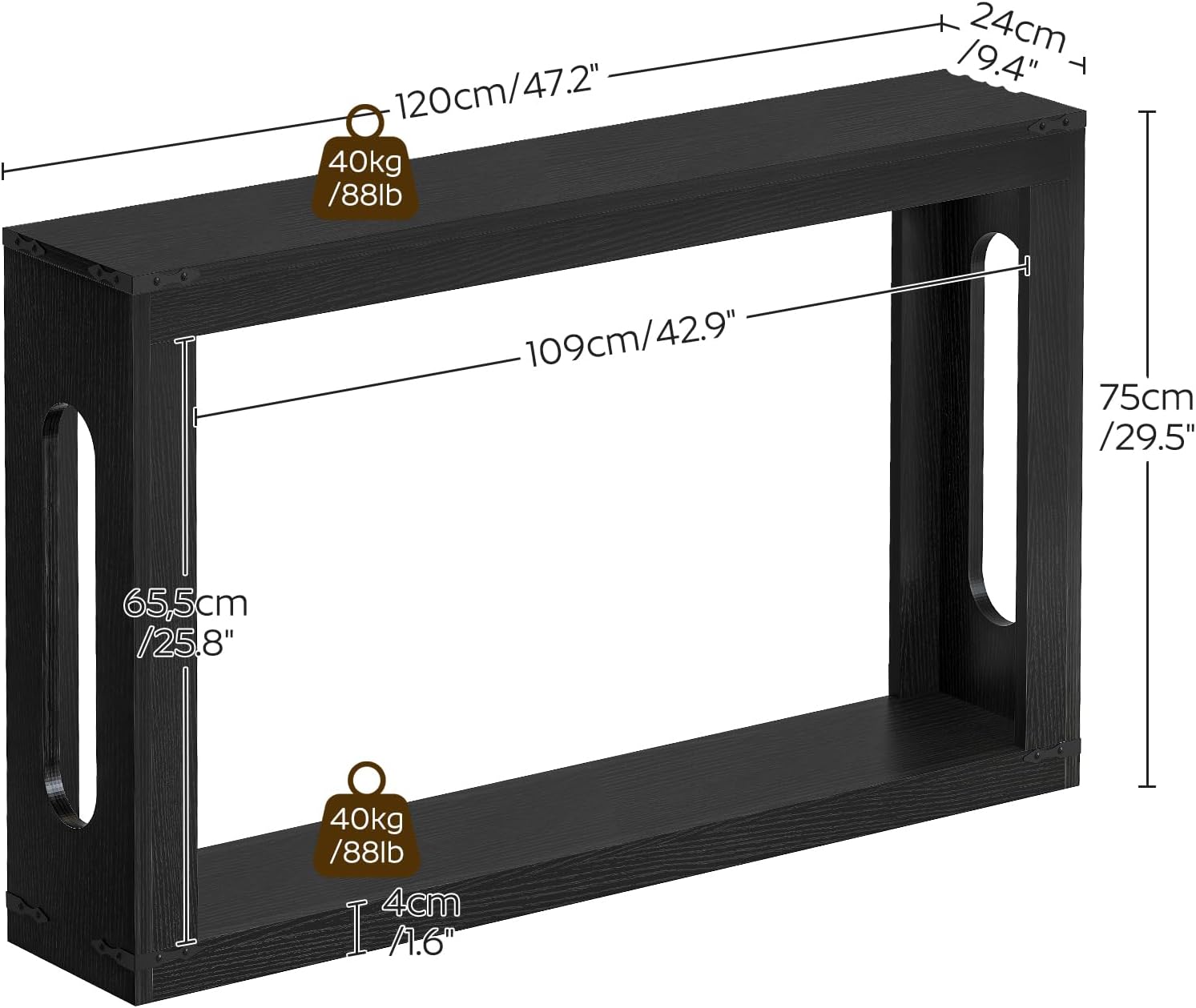 Industrial style wooden console table