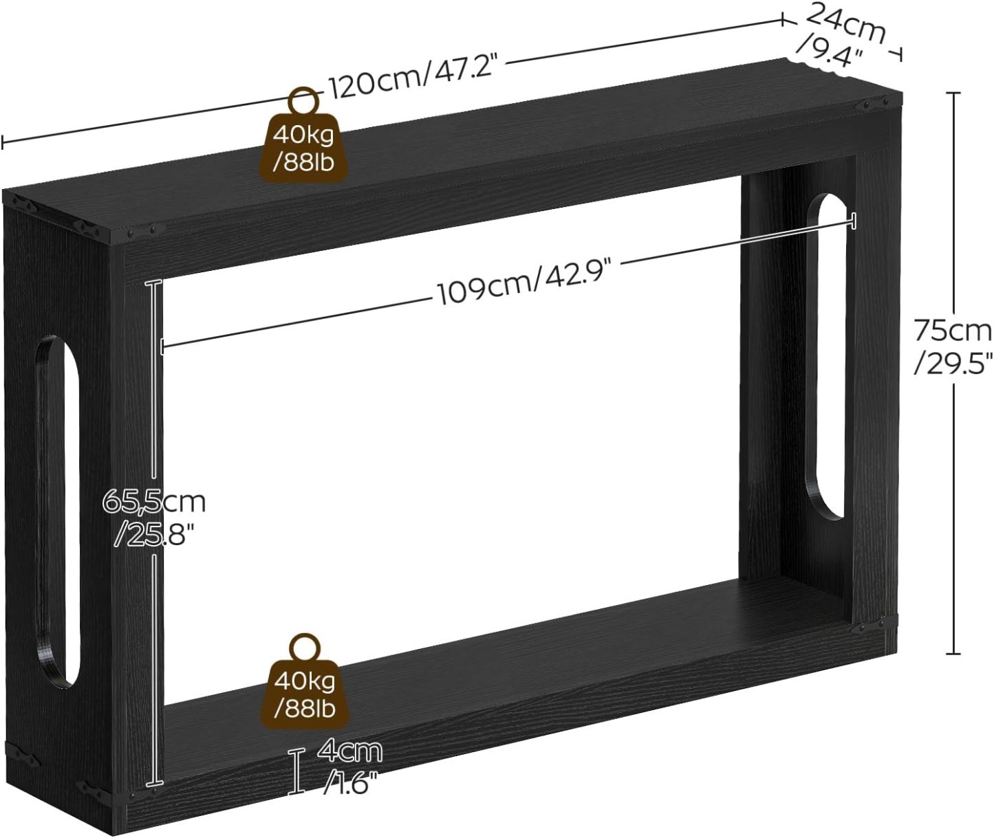 Industrial style wooden console table