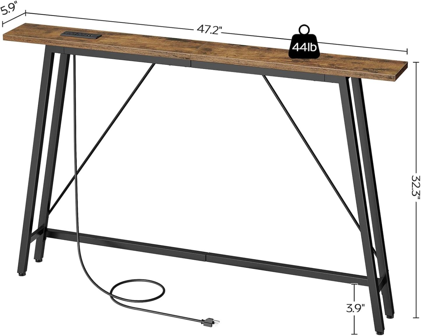 Slim console table with power outlet