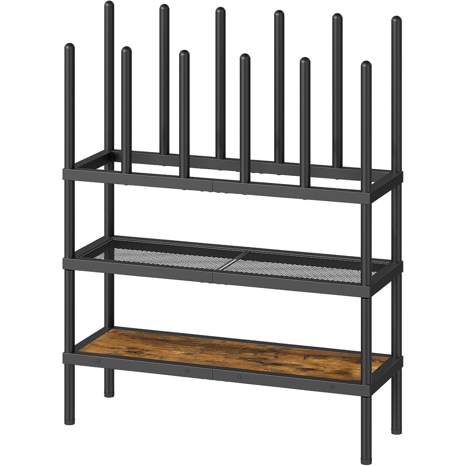 Three-tier freestanding shoe rack