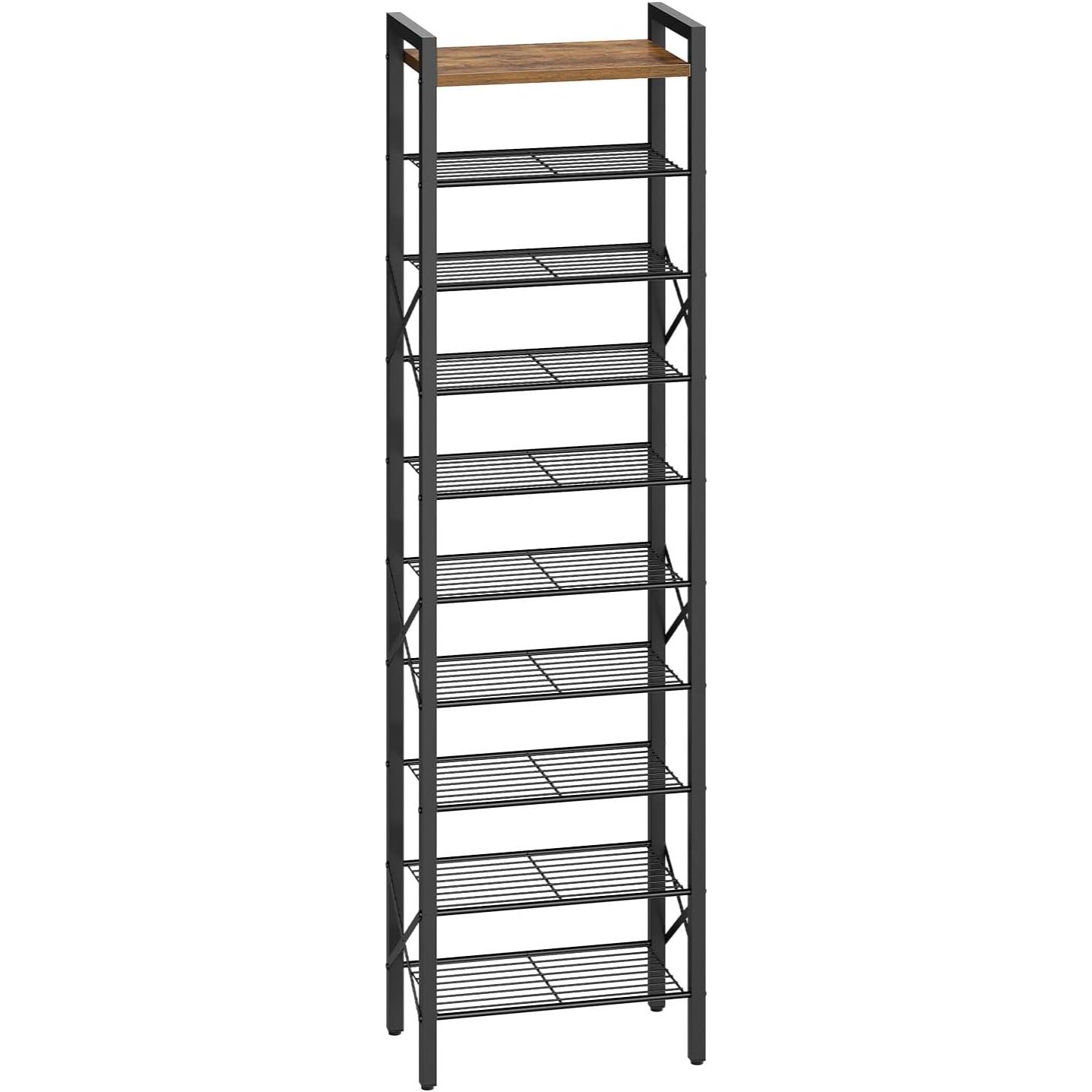 10-layer narrow iron shoe rack