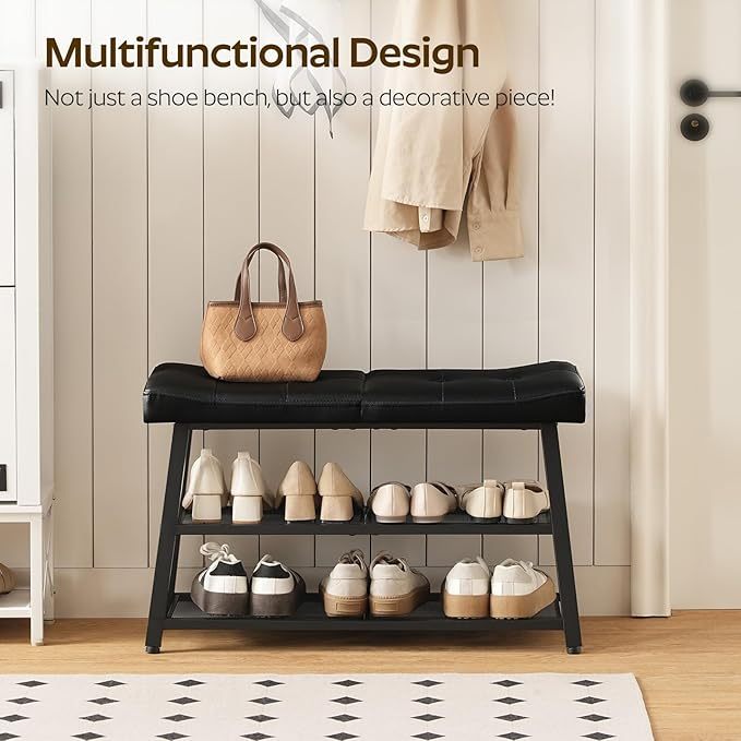 Three-tier shoe bench