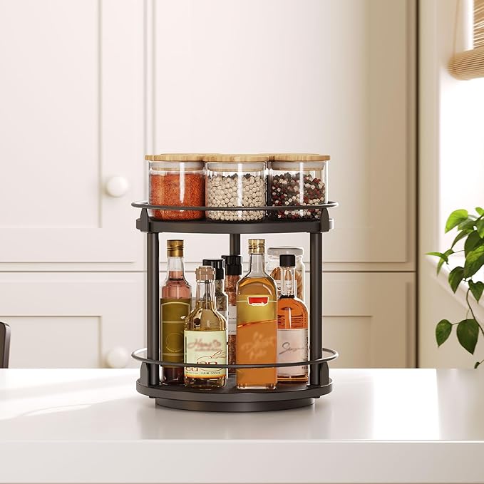 Double-layer spice turntable storage rack