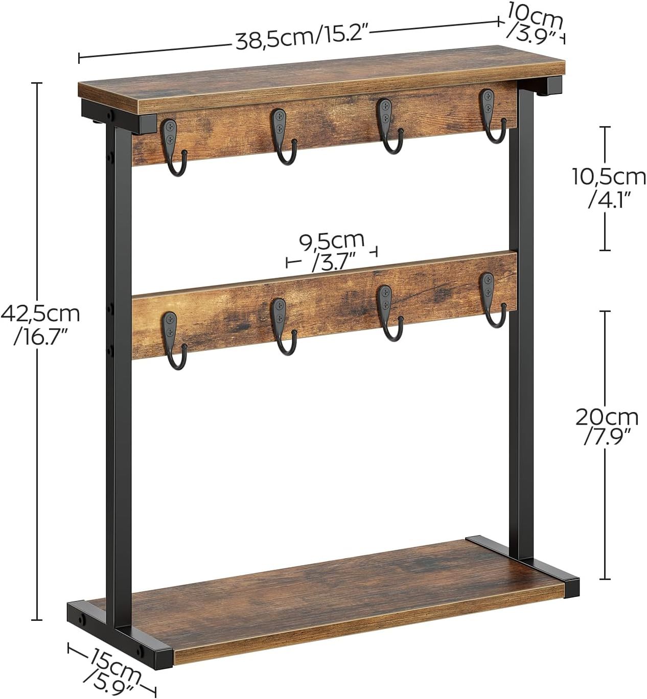 Double counter with 8 hooks and 2 open Mug Holder Rack